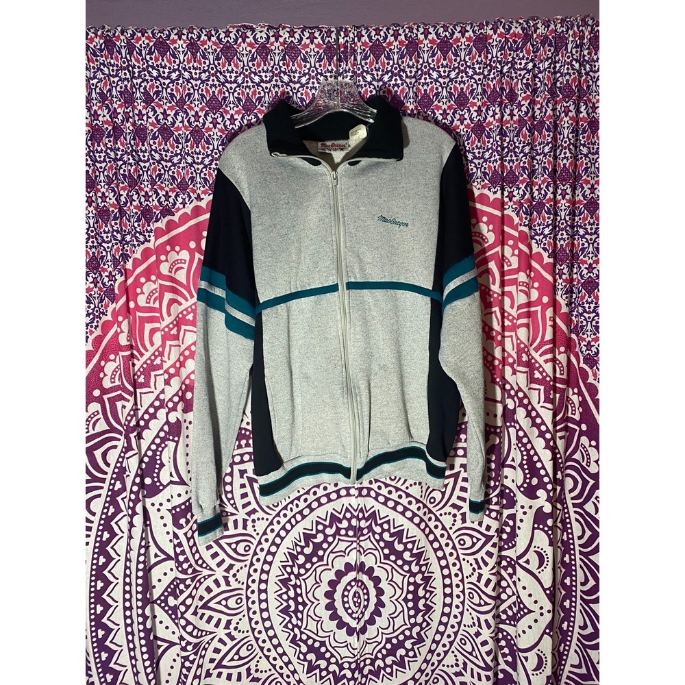 Vintage McGregor Zip Up Sweater Jacket Gray Black Size XL